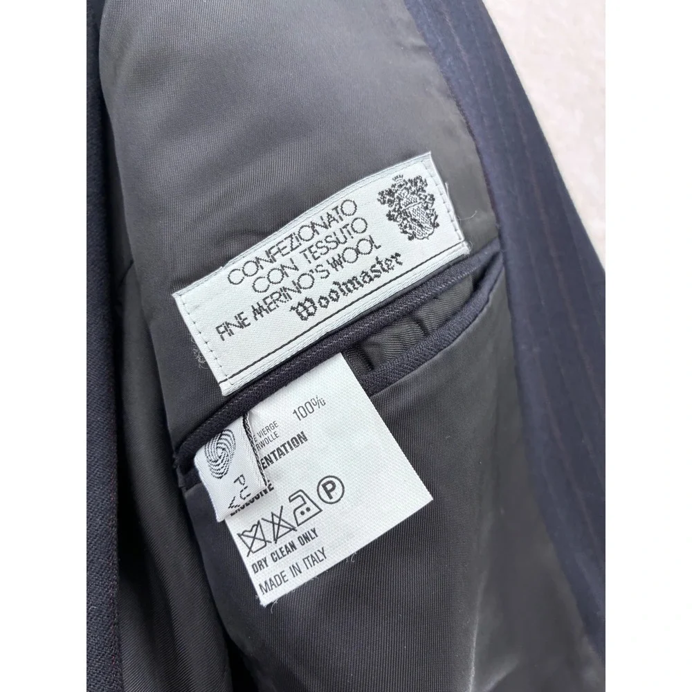Esserre Mens Pinstripe Suit Black 100% Virgin Wool Italy Dark Academia